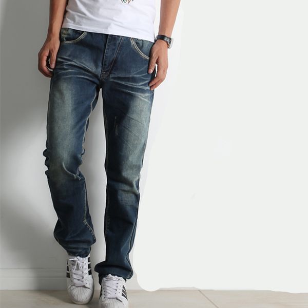 

men jeans casual male blue cotton clothes plus size 28-36 slim mid waist straight jeans