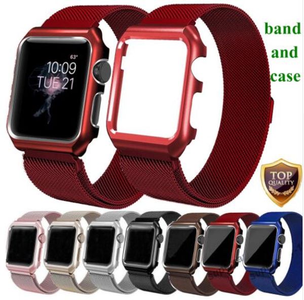 

milanese loop strap+case for apple watch band 42mm 38mm 44mm 40mm stainless steel link bracelet wrist watchbands iwatch 4 3 2 1