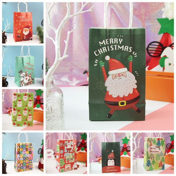 

10pcs multifuntion christmas gift bags santa sacks paper bag kids party favors box christmas decorations for home new year 2020