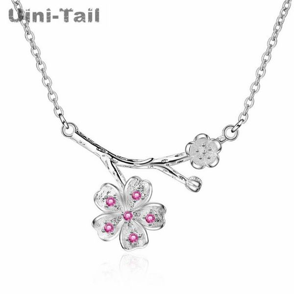 

uini-tail 2019 new listing 925 sterling silver cherry micro-inlaid necklace simple fashion tide flow jewelry ed443