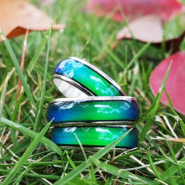 

new magic color change mood band rings 6 mm silver plated copper ring size 7/8/9 for sale, Golden;silver
