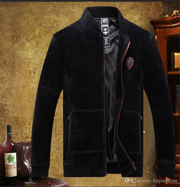 

mens имитация воды mane меха осень зима теплая искусственного меха модельер mens открытый стенд воротник пальто, Black