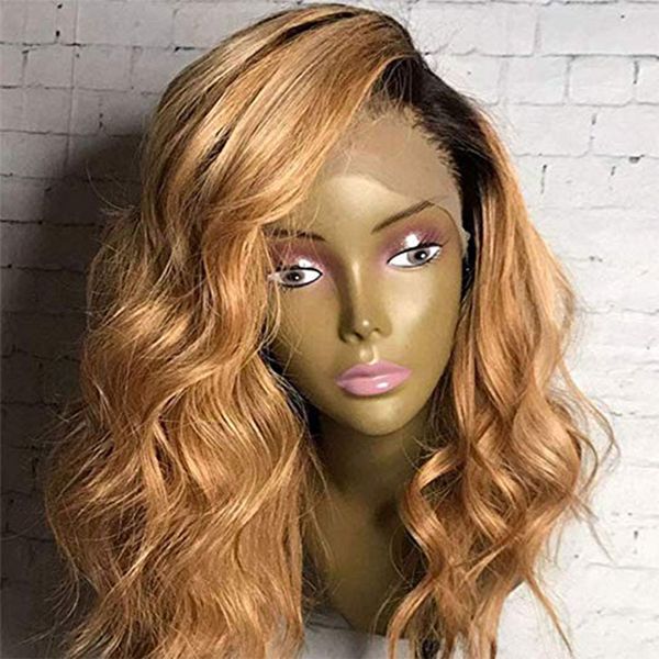 

short curly wigs with baby hair ombre 1b/27 pre plucked lace front wig human hair wigs for black women kinkys curly wigs, Black;brown