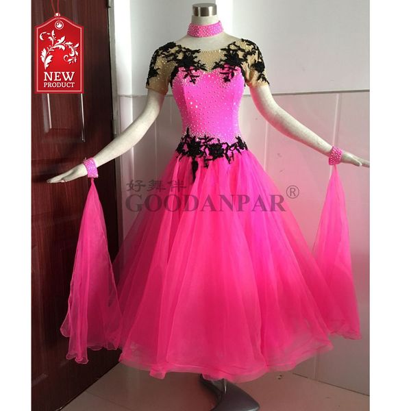 

new styleballroom competition dress ballroom dancing waltz for kids lycra standard dresses pink dress short sleeve women, Black;red