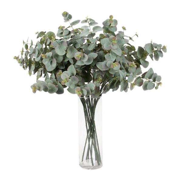 

new 8xartificial eucalyptus garland long silver dollar leaf foliage plants greenery garden wedding decor