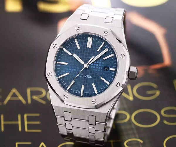 

luxury mens watch luxury automatic mechanical watches 15400st model stainless steel sports watch 30 meters waterproof wristwatch, Slivery;brown