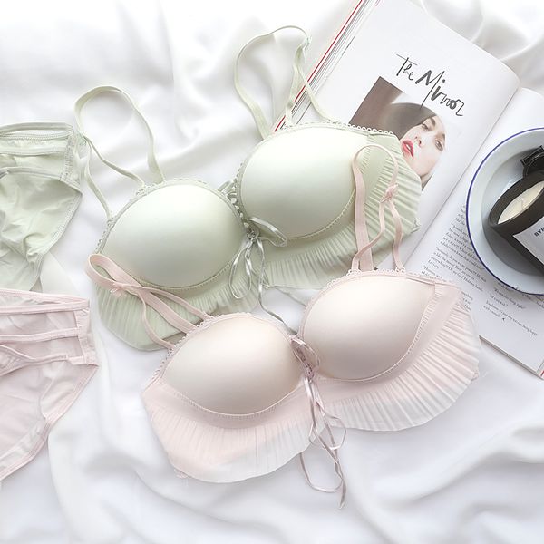 

нового бесшовные дышащего белье япония бюстгальтеры sexy mesh лепесток бюстгальтер wrinkle шнурок хлопок толстых розовые женщины белье трусы, Red;black