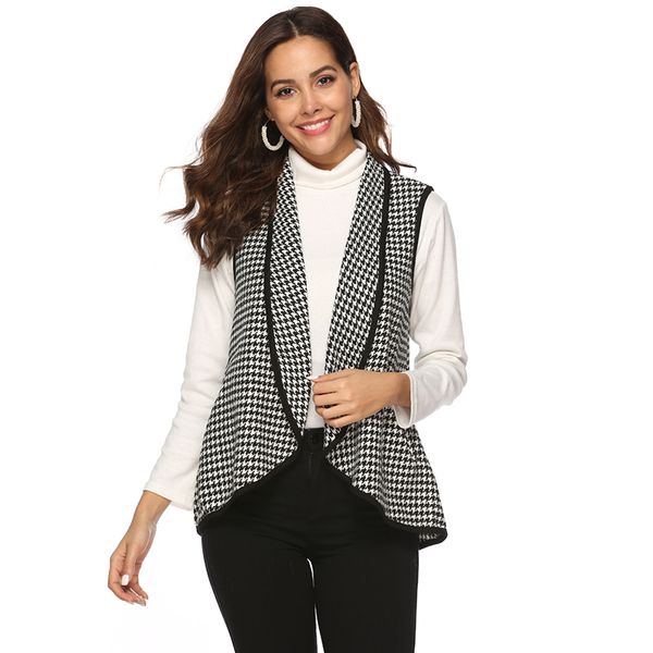 

women fashion elegant office lady coat sleeveless vest waistcoat outwear casual 2019 new women's clothing, Black;white