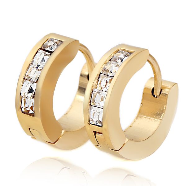 

earrings for women fashion jewelry hoop titanium steel frosted earrings with gold diamonds personalized earrings, Golden;silver