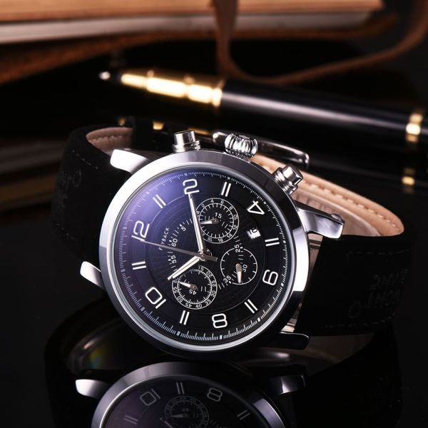 

2020 прибытие мужчин роскошные часы мон sport chronograph flyback кожаный ремешок часы случайные timewalker блан наручные часы бесплатная до, Slivery;brown