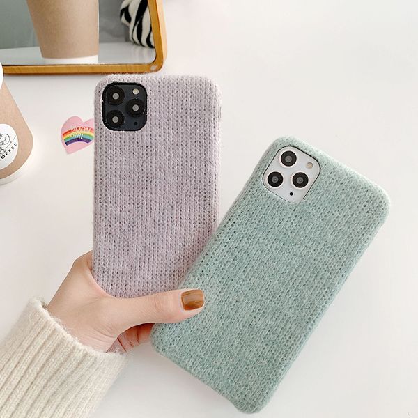 

for iphone 11 pro phone case xs max xr simple solid color 6 7 8 x plus knitted plush soft cell phone cases