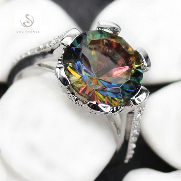 

shunxunze sumptuousness wedding rings for men and women's clothing accessories rainbow cubic zirconia accessories rhodium plated r783 s, Silver