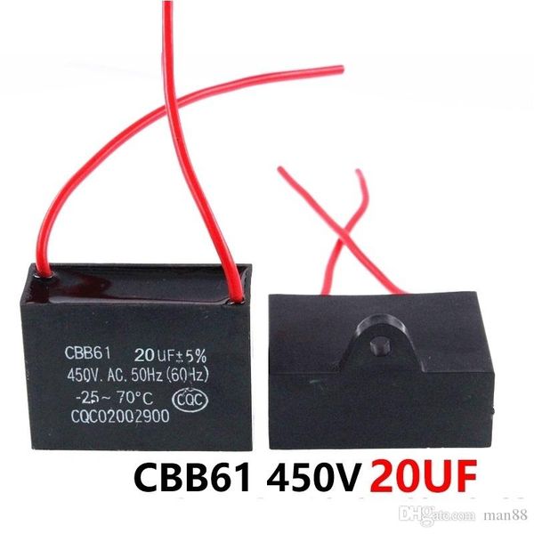 

cbb61 450vac 20uf fan starting capacitor lead length 10cm with line