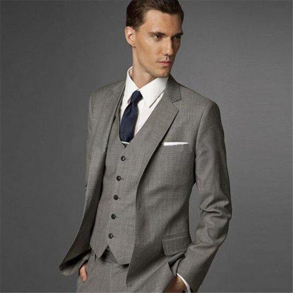 

new gray men suits business prom wear 3 pieces (jacket+pants+vest) men suits wedding groom tuxedos bridegroom man blazer 299, Black;gray