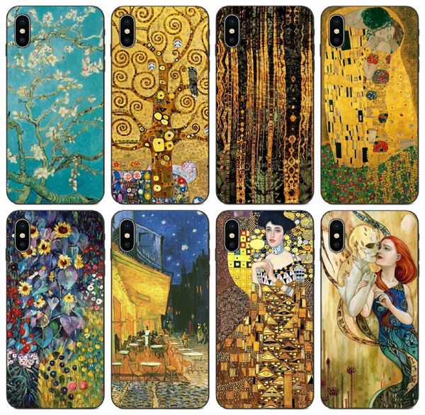 

[tongtrade] starry night klimt kiss case for iphone 11 pro max 8 7 6s 5s plus x xs xr samsung a20e a20s huawei p30 redmi 6a drop proof case