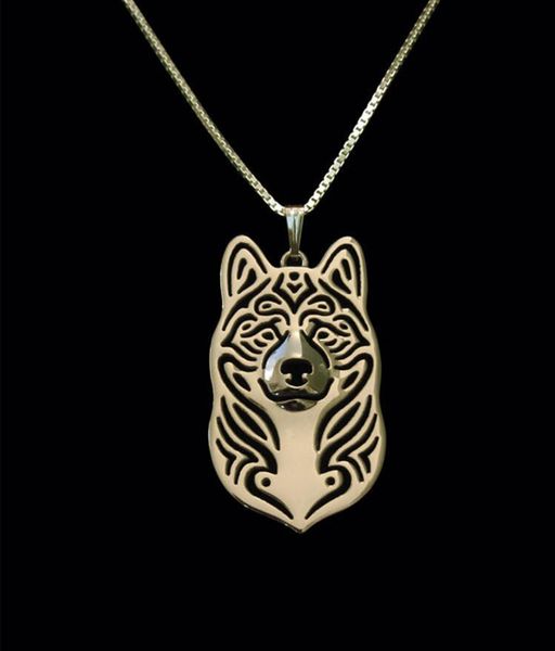 

lovely hollow pet pendant american akita women necklace cute dog fashion christmas gift for girl friend, Silver