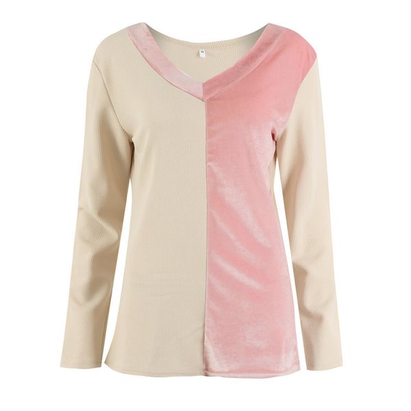 

autumn winter v-neck features color matching comfortable shirts, White