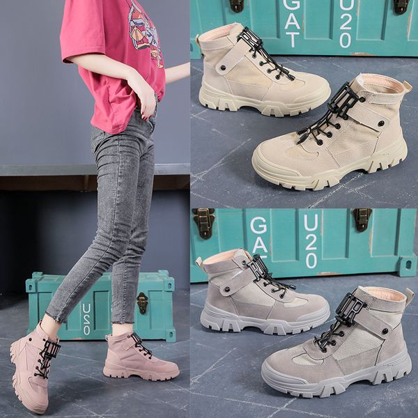 

boots women fashion lace-up ankle boots suede stitching short arch support comfortable soft bottom female boot big size, Black