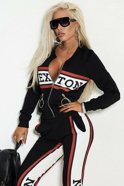 

2pcs sport suits summer panelled ins casual suits casual clothing fashion female casual women letter print zipper, Gray