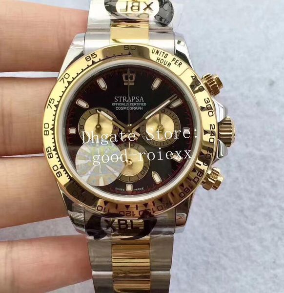 

luxury factory customized men's chronograph watches eta 7750 watch automatic mens gold cosmograph men 116503 valjoux jf sport wristwatc, Slivery;brown