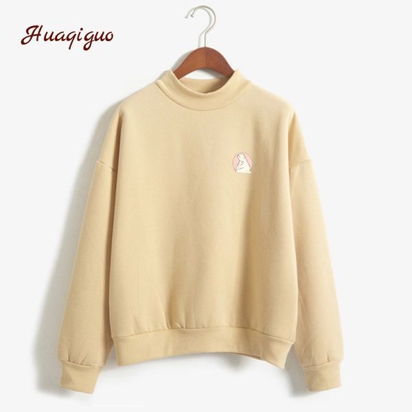 

новые женщины толстовки колледж ветер осень зима ватки прекрасный cute printed толстовка девушки с длинными рукавами черепаха шеи jumper, Black