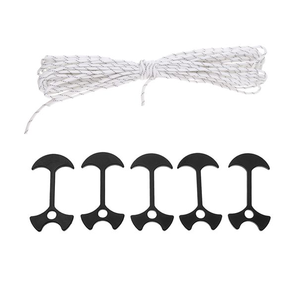 

15m reflective nylon tent line canopy guyline rope survival paracord and 5 pieces tent rope buckle fixed fishbone nails