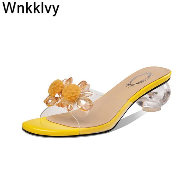 

clear pvc sandals women crystal ball high heels shoes vocation 2020 dress party slippers rhinestone flowers summer sandalias, Black