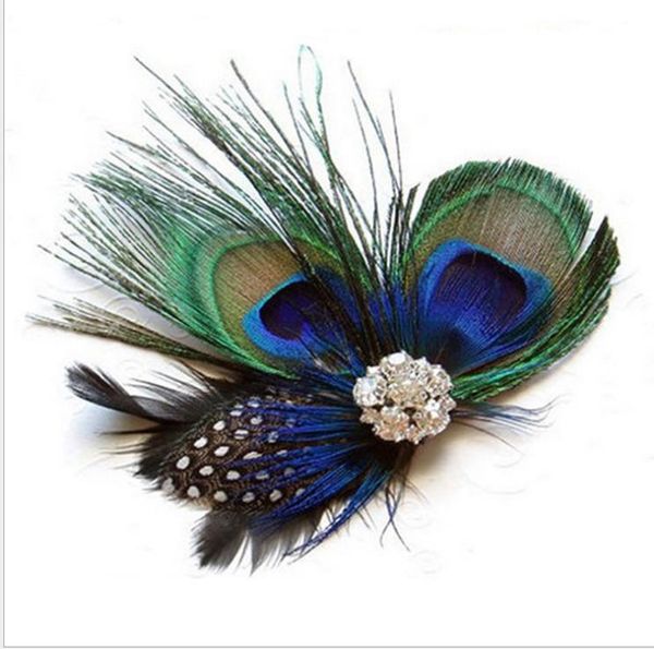 

headwear drill hoop euro-american hair belt peacock feather hair pinch accessories, Silver