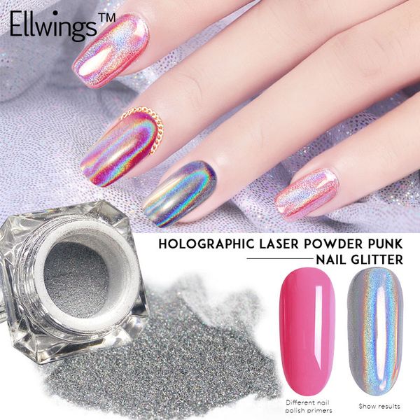

ellwings rainbow mirror nail glitter powder perfect shinning holographic nails dust laser holo nails pigment silver decorations, Silver;gold
