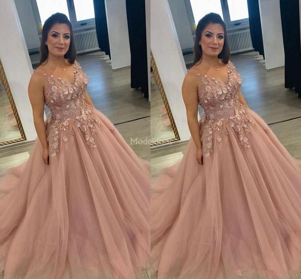 

new arrival evening dresses v-neck hand made flowers a line tulle sweep train formal party prom gowns gorgeous sepcial occasion dresses, Black;red