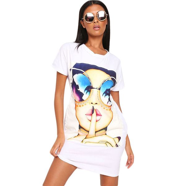 

summer casual avatar print dress short sleeved slim bag hip ladies t skirt white hooded fashion girls fashion, Black;gray