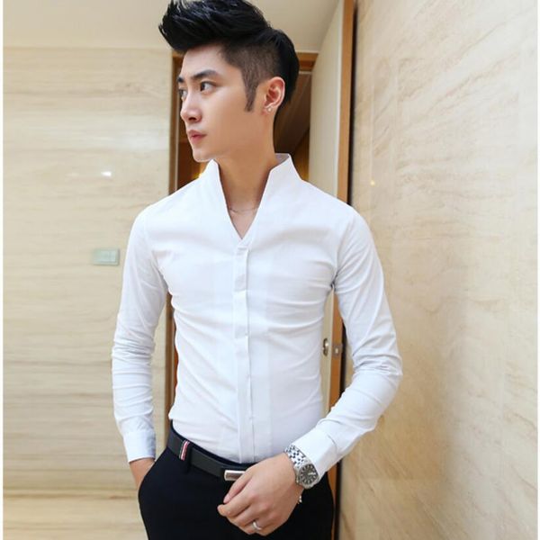 

men shirt 2019 spring brand mens slim fit dress shirts male covered button long sleeve shirt casual camisa masculina size -3xl, White;black