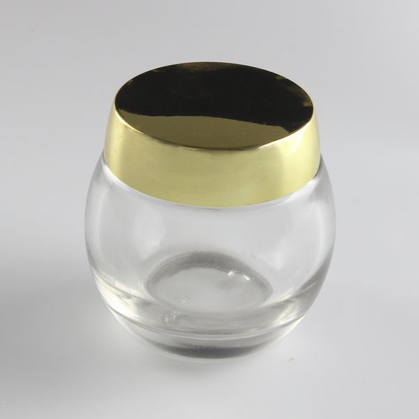 

120g large capacity clear transparent empty glass jar, round glass cream container with gold or silver uv coated cover