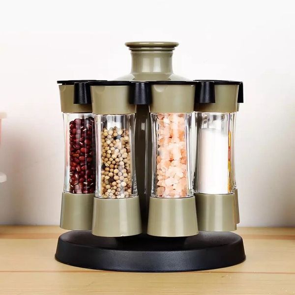 

8pcs/set multi-purpose seasoning jar bottle plastic seasoning tank home seasoning jar for salt/mill/sauce spice kitchen tool