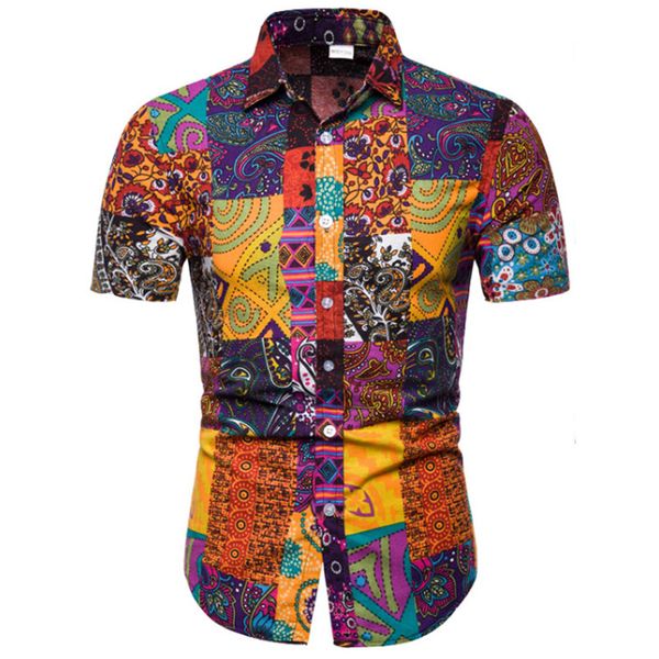 

2019 new summer mens short sleeve beach hawaiian shirts cotton casual floral shirts camisa masculina regular plus size 5xl tc, White;black