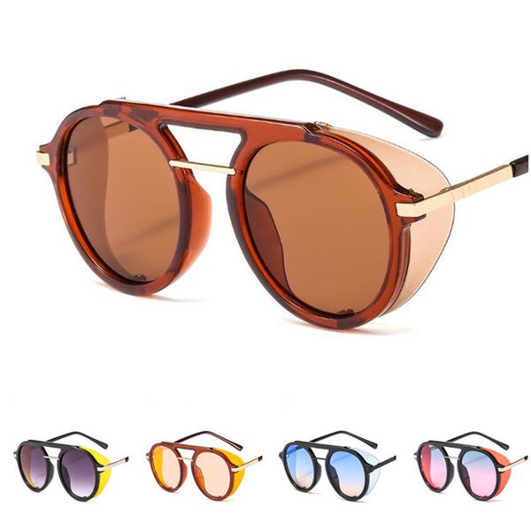 

fashion women & men punk sunglasses round sun glasse goggles anti-uv spectacles color frame eyeglasses ornamental a, White;black