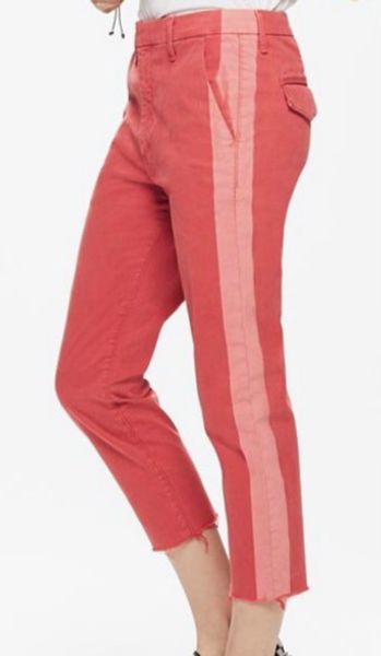 

women pants high waisted side contrast zipper regular 9-point casual pants, Blue