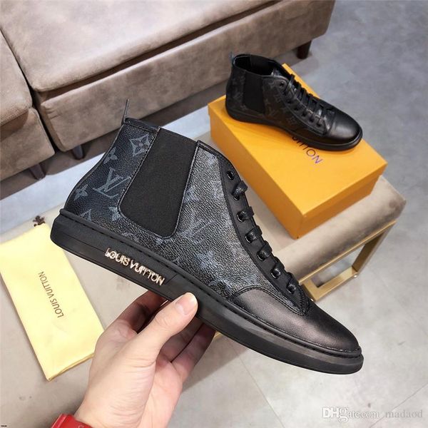 

18ss мужские дизайнеры тренеры высокий топ мужская обувь холст мужчины повседневная обувь осень зима мужская обувь лоскутное плюс размер 45, Black