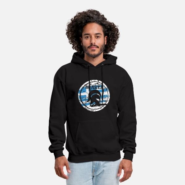 

greece flag on round sparta with wall grunge hoodie, Black