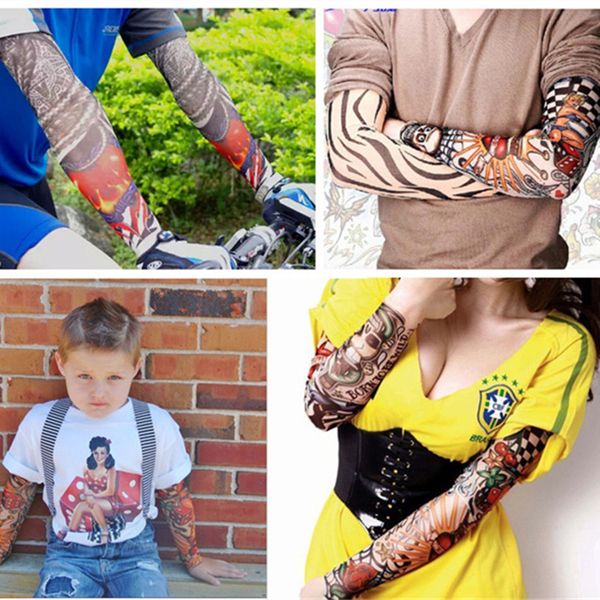

us europe tattoo sleeves arm men women punk party sunblock cycling excursion pick up long opera gloves, Blue;gray