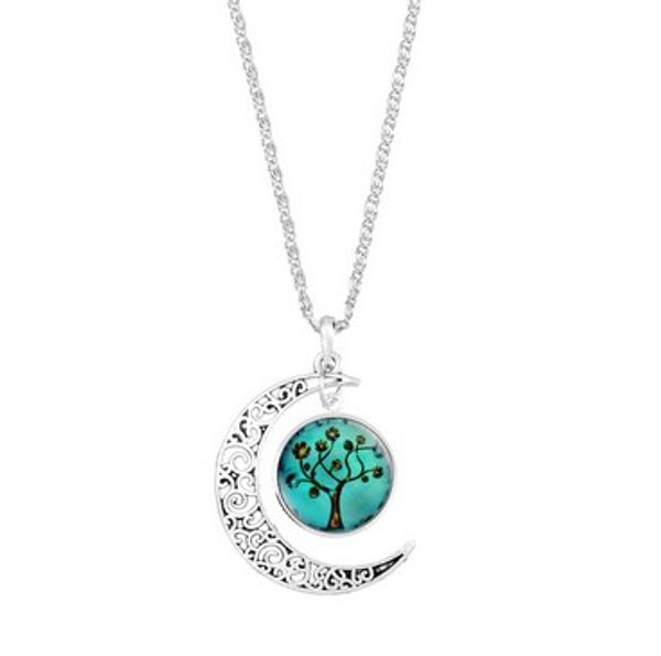 

the tree of life necklaces for girls/ladies glass silver plated moon pendant necklaces gift idea woman chokers, Golden;silver