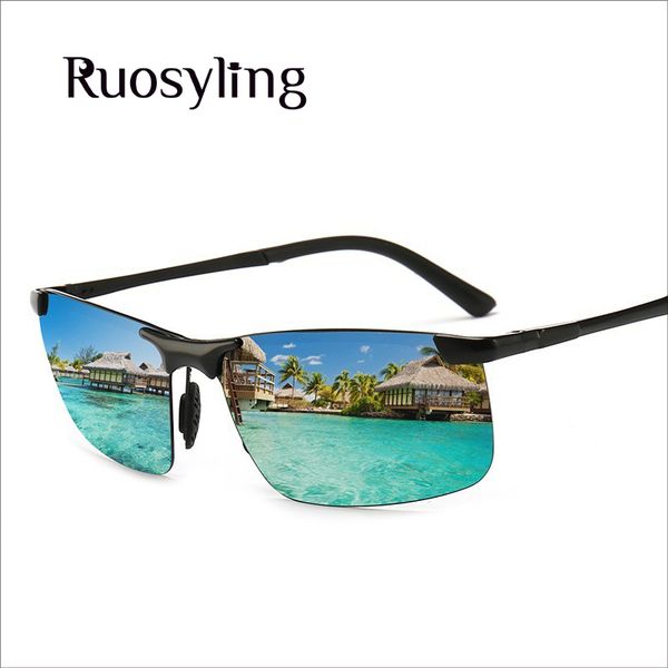 

ruosyling rimless sunglasses men 2019 polarized sunglasses male uv 400 vintage sun glasses classic brand rectangle goggle lentes, White;black