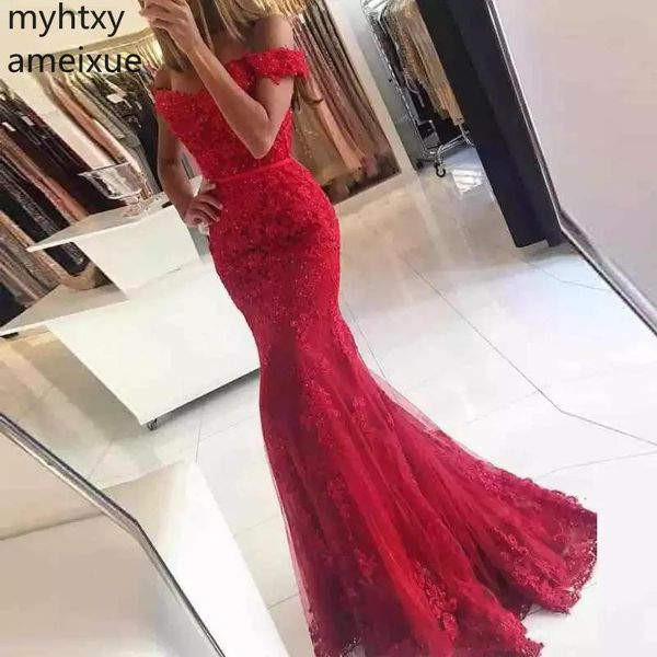 

2019 new arrival myhtxyameixue formal evening boat neck court train trumpet / mermaid sleeveless floor-length tulle empire off t, White;black