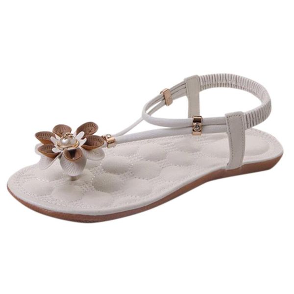 

women's sandals summer fashion casual flowers beach boho women's flat sandals gold summer crystal jeweled roman beach sandal#407, Black
