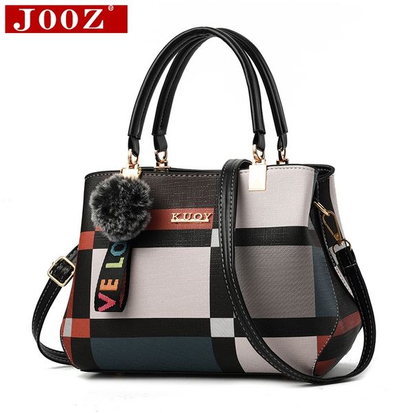 

jooz women's bag new fashion bucket of the shoulder bag pu leather messenger ladies hairball pendant handbag