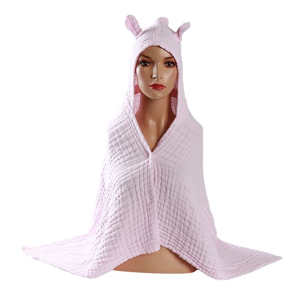 

cotton gauze six-layer bathrobe cloak baby children hooded bath towel wrap ultra soft strong water with button bathrobes