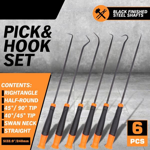 

sedy pick & hook set screwdriver set extra long o-ring & seal remover soft grip assorted shapes hook hand tool