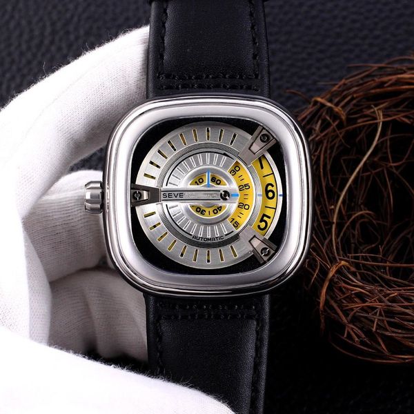 

automatic watch 316 stainless steel seven fridays series men's watch men's leisure mechanical relojes hombre, Slivery;brown