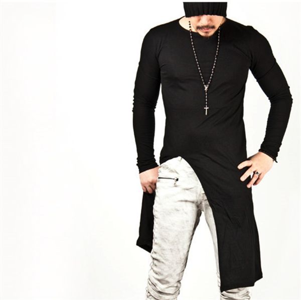 

mens designer split tshirts fashion long sleeve hiphop mens casual street styles long t shirts, White;black