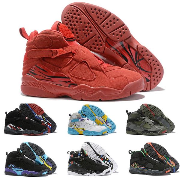 

xshfbcl quality south beach white aqua raid red jumpman 8 vii 8s men kids basketball shoes valentine's countdown pack mens sports sneak, Black